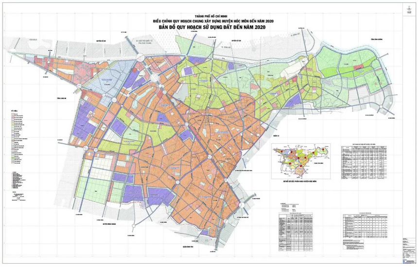 Bản đồ Quy hoạch tổng mặt bằng sử dụng đất Huyện Hóc Môn đến hết năm 2020
