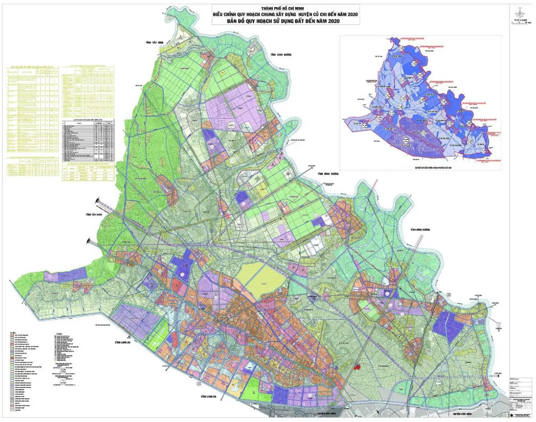 Bản đồ Quy hoạch tổng mặt bằng sử dụng đất Huyện Củ Chi đến hết năm 2020