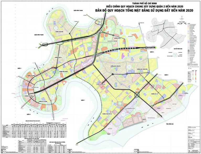 Bản đồ Quy hoạch tổng mặt bằng sử dụng đất Quận 2 đến hết năm 2020