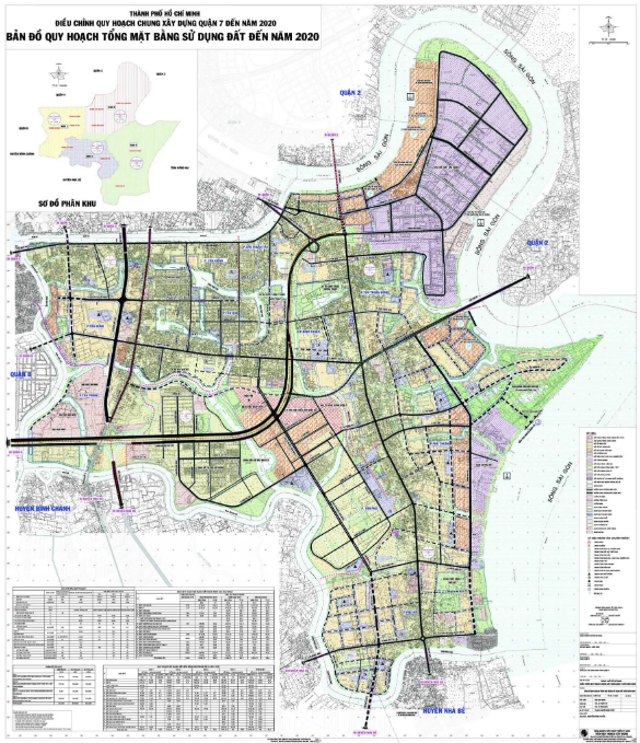 Bản đồ Quy hoạch tổng mặt bằng sử dụng đất Quận 7 đến hết năm 2020