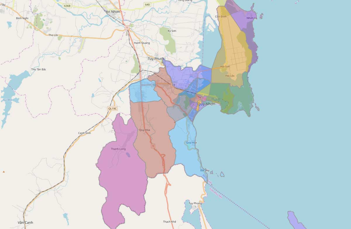 Bản đồ hành chính TP Quy Nhơn Tỉnh Bình Định