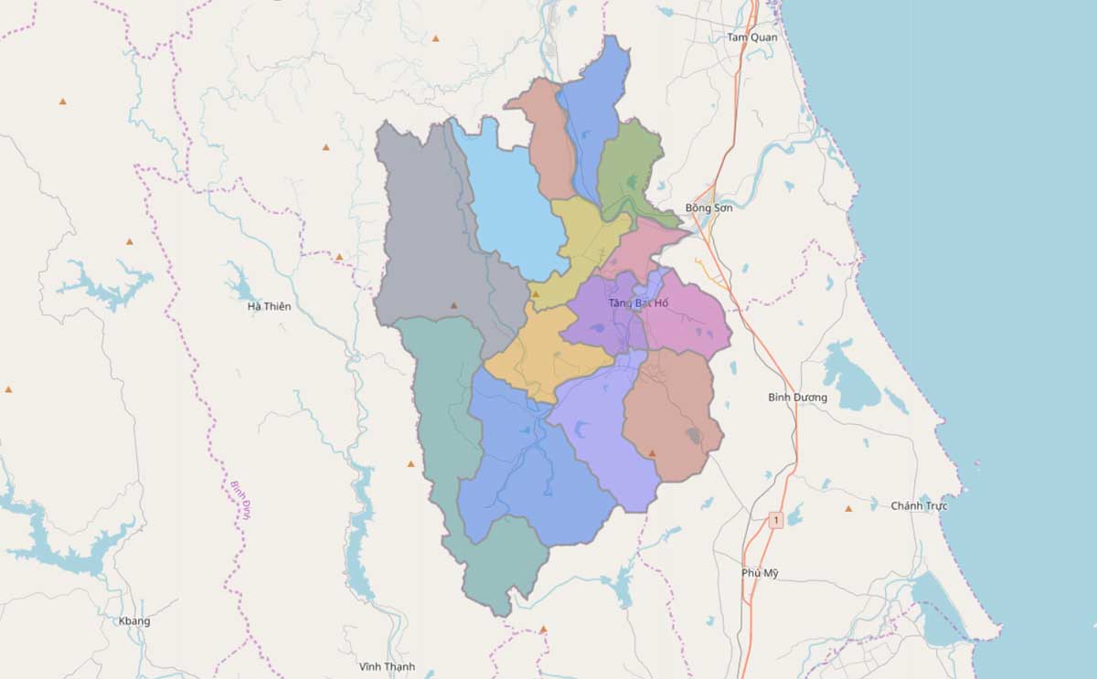 Bản đồ hành chính huyện Hoài Ân – Bình Định