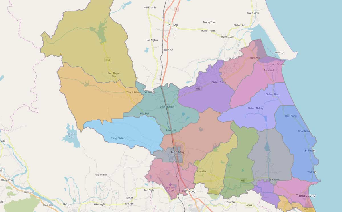 Bản đồ hành chính huyện Phù Cát – Bình Định
