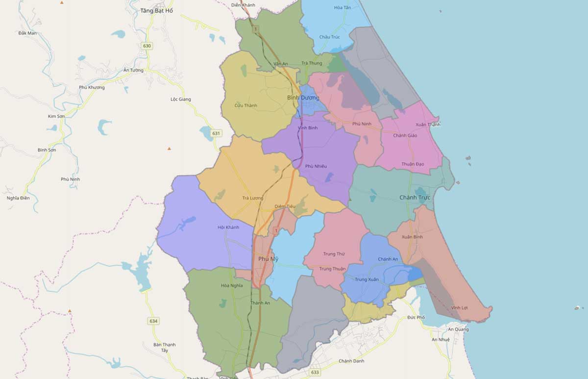 Bản đồ hành chính huyện Phù Mỹ – Bình Định