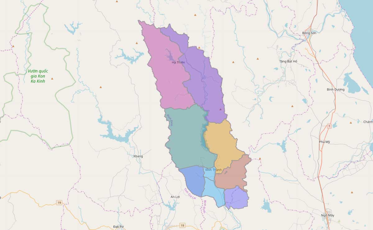 Bản đồ hành chính huyện Vĩnh Thạnh – Bình Định
