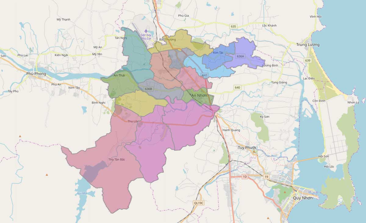 Bản đồ hành chính thị xã An Nhơn – Bình Định