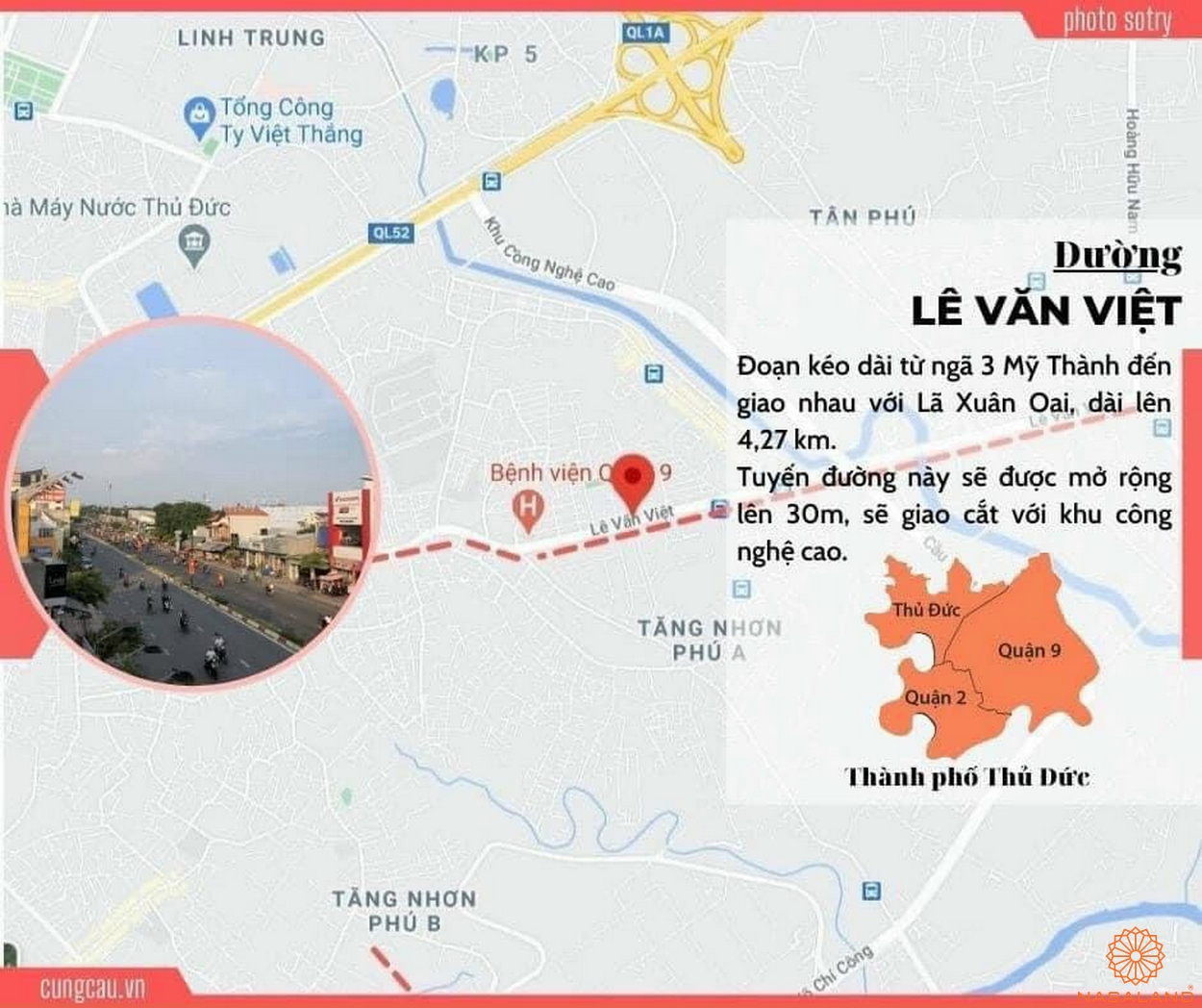 Tuyến đường Lê Văn Việt mở rộng lên 30m TP Thủ Đức